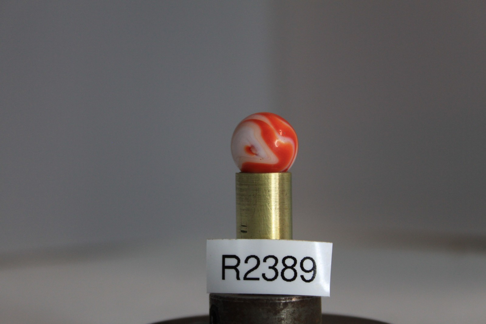 PELTIER GLASS MARBLE RED FLAME SPIRAL ZEBRA OPAQUE WHITE 5/8″ VINTAGE TARGET