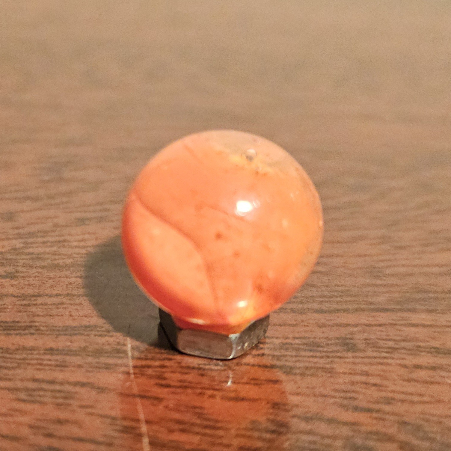 Vintage CE Bogard Orange Floppy 4-Lobe .625″ Glass Marble