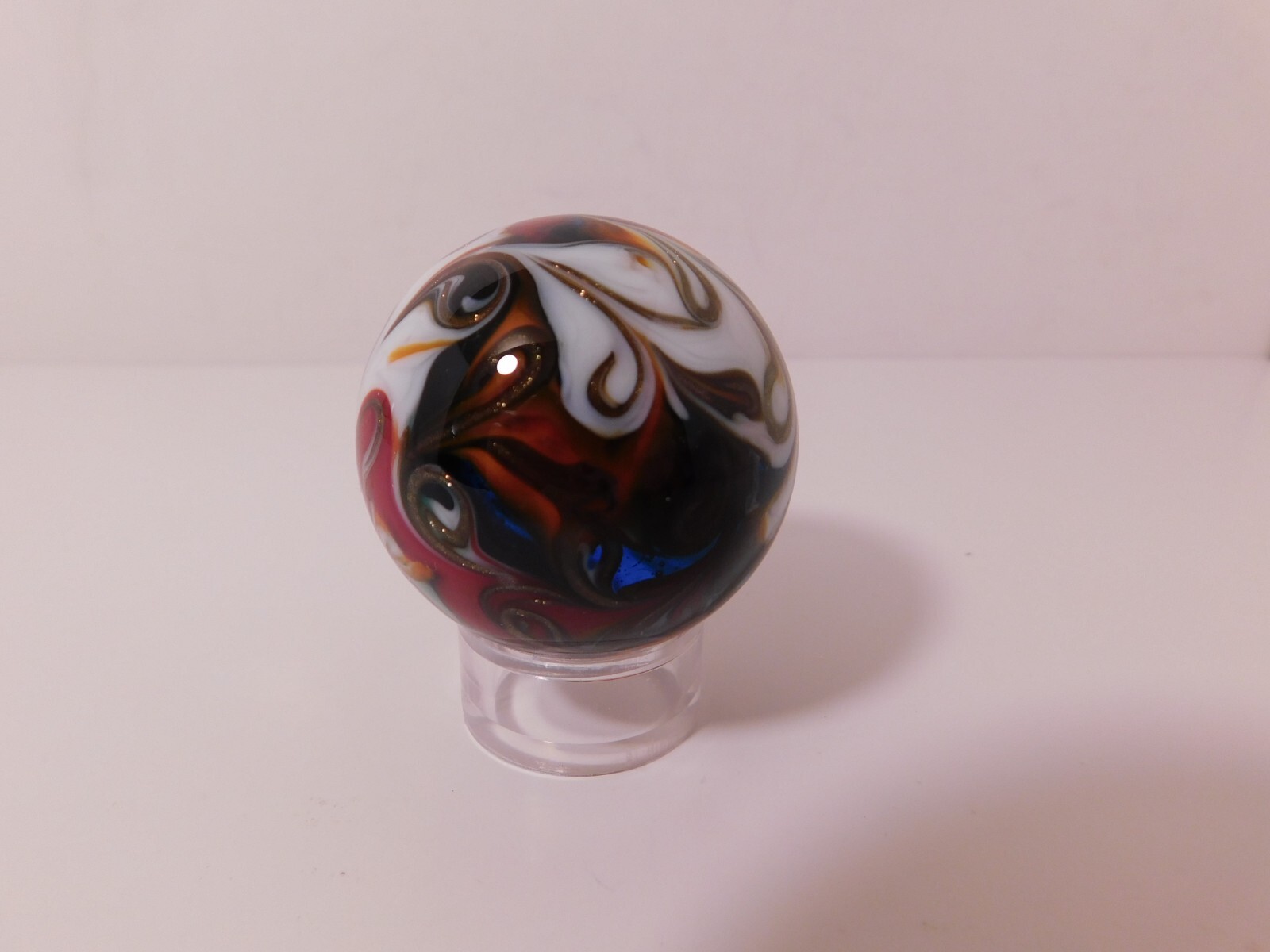 A Large New Creative Handmade Fancy Swirl Art Glass Marble – 40 MM = 1-9/16″ Dia