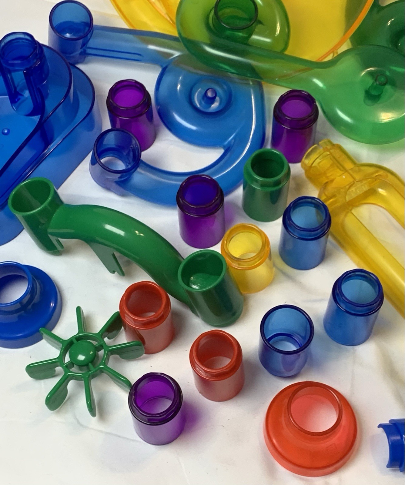Marble Run Mixed Lot From Different Sets 54 Marbles & 101 Building Pieces