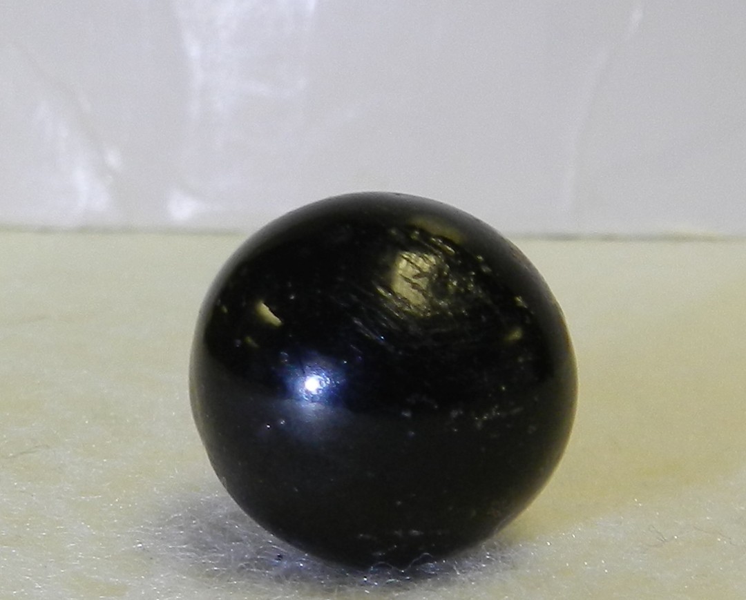 21058m German Handmade Single Pontil end of Cane Indian or Black Opaque Marble