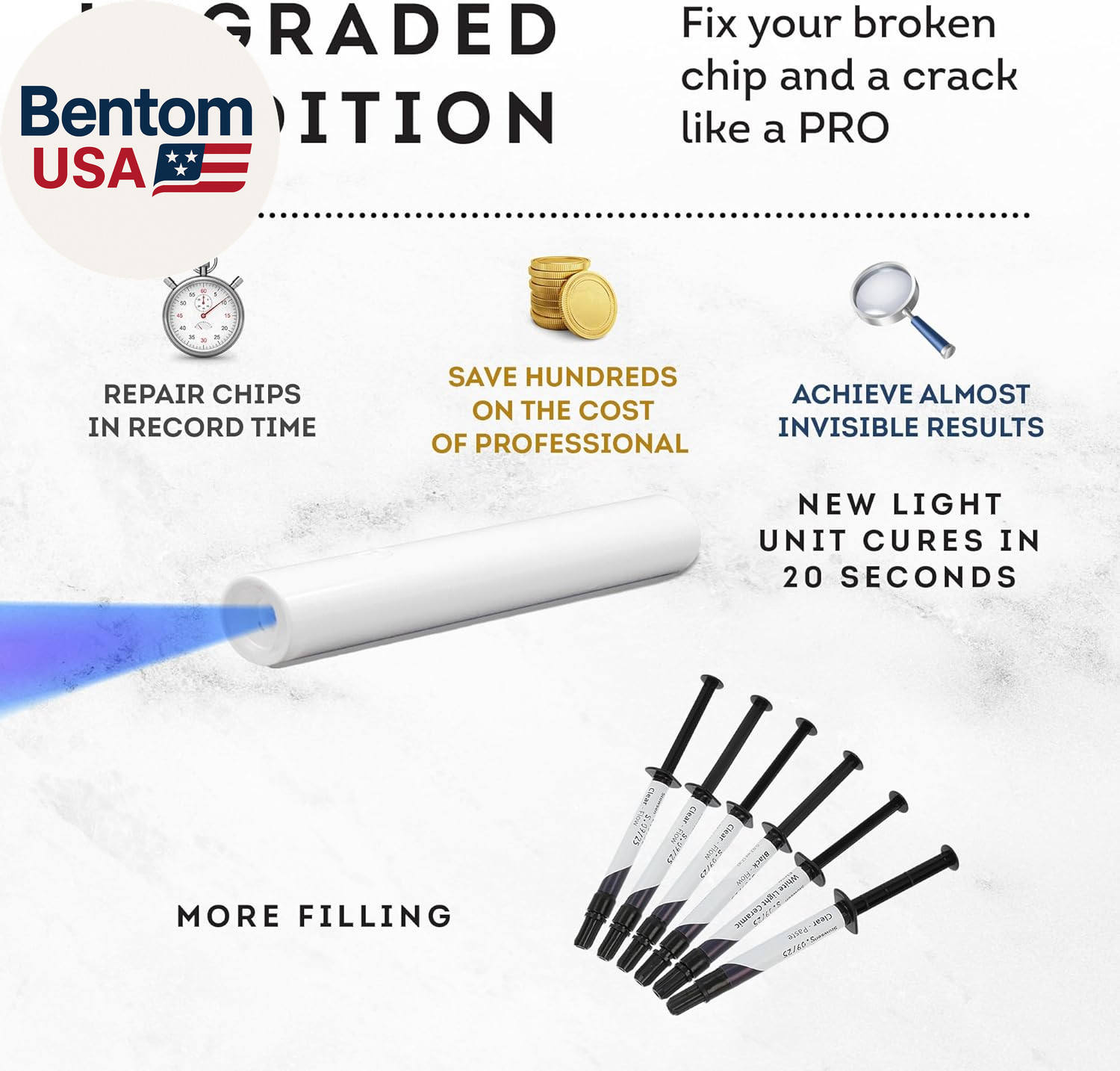 Granite, Marble & Stone Repair Kit – Fix Chips & Defects in Minutes | Restore Ti