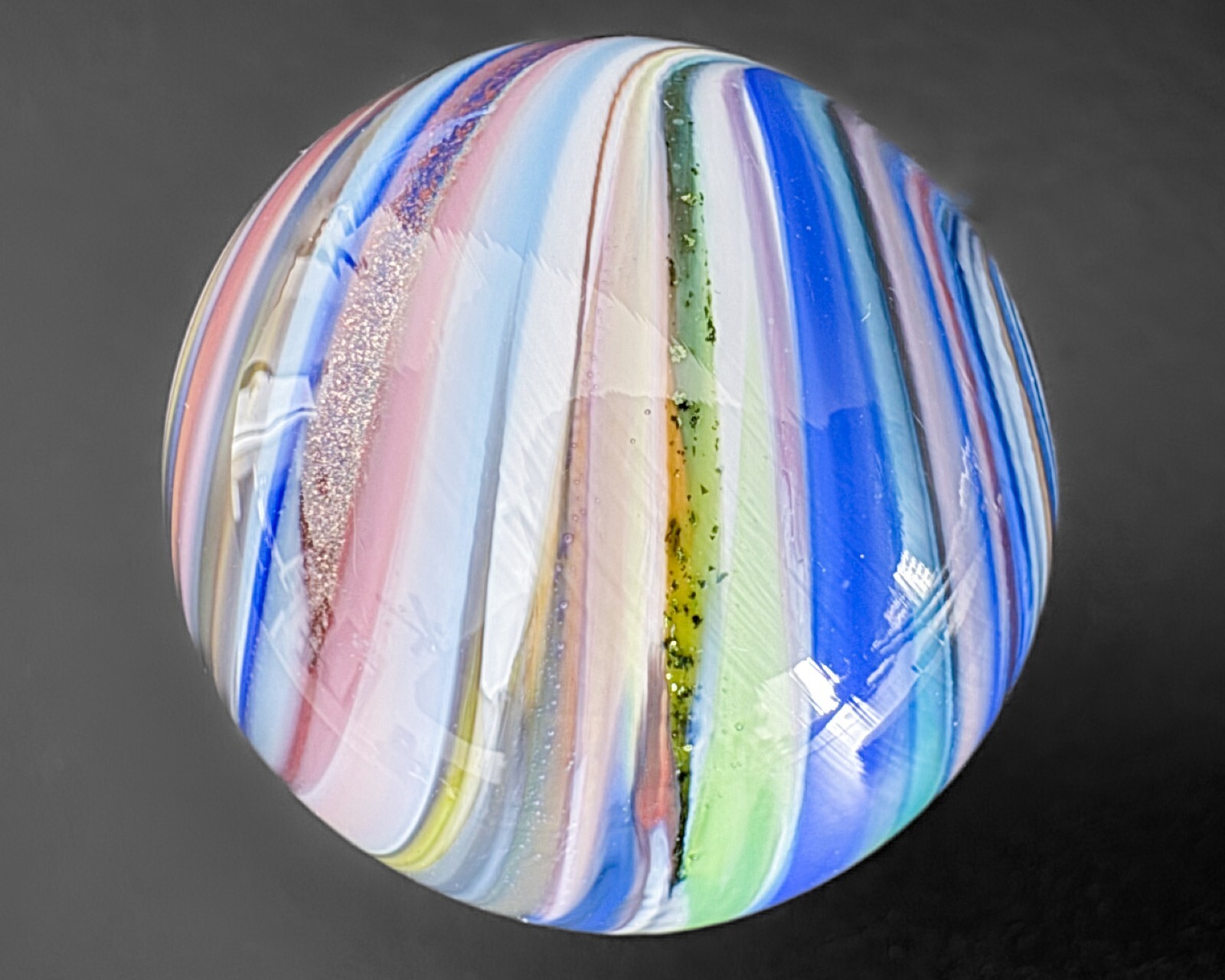Eddie Seese 1.2″ 2001 Pastel Onionskin Handblown Contemporary Art Glass Marble