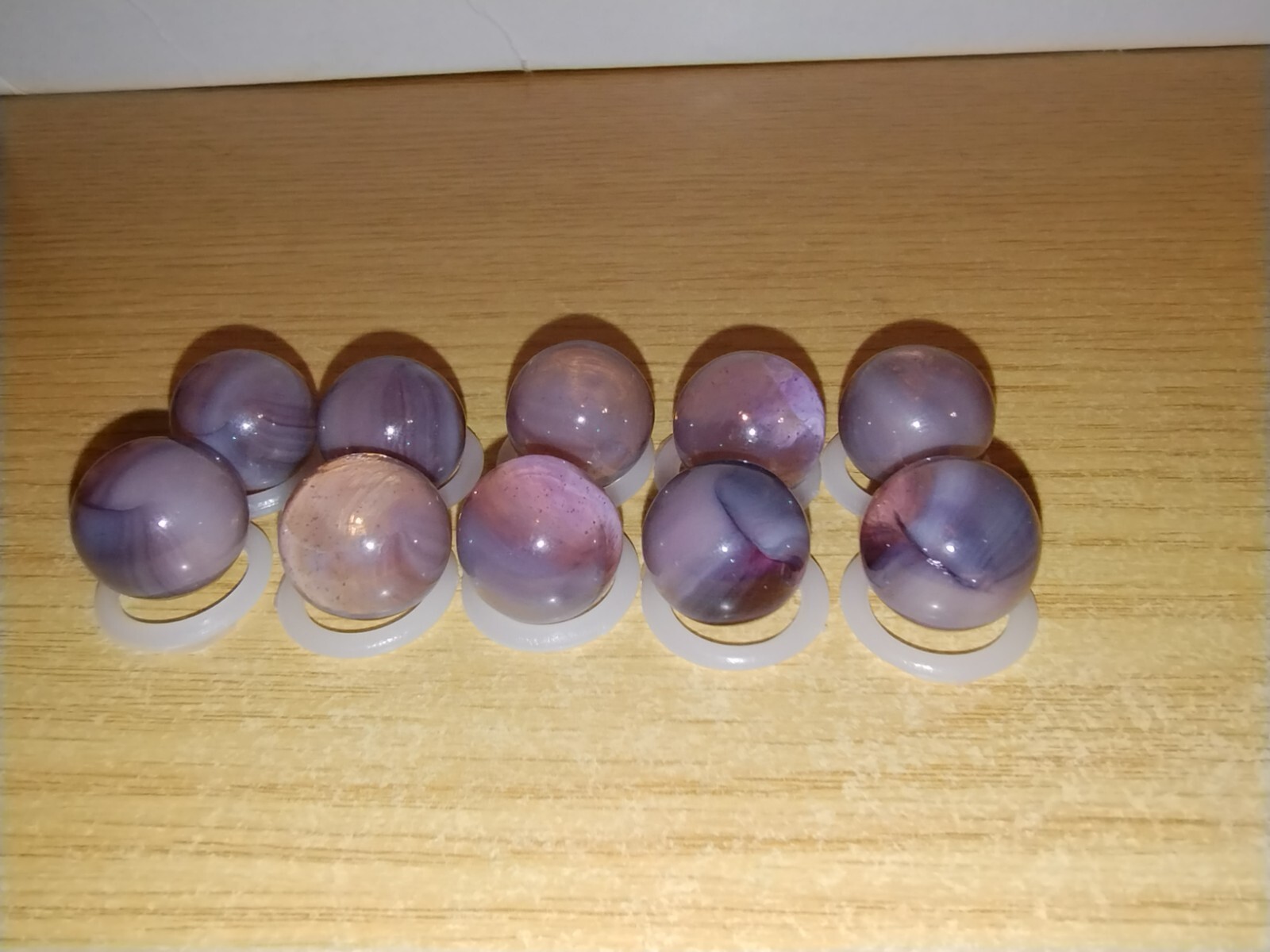 Vtg. Lot of 10 Purple Lavender Brushed Patch 9/16 Marbles (Vitro, MK, Champion)?