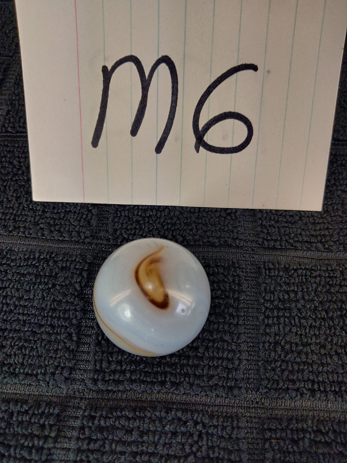 Vintage Shooter Marble Amber Butterscotch Brown White Swirl Opaque Glass .950