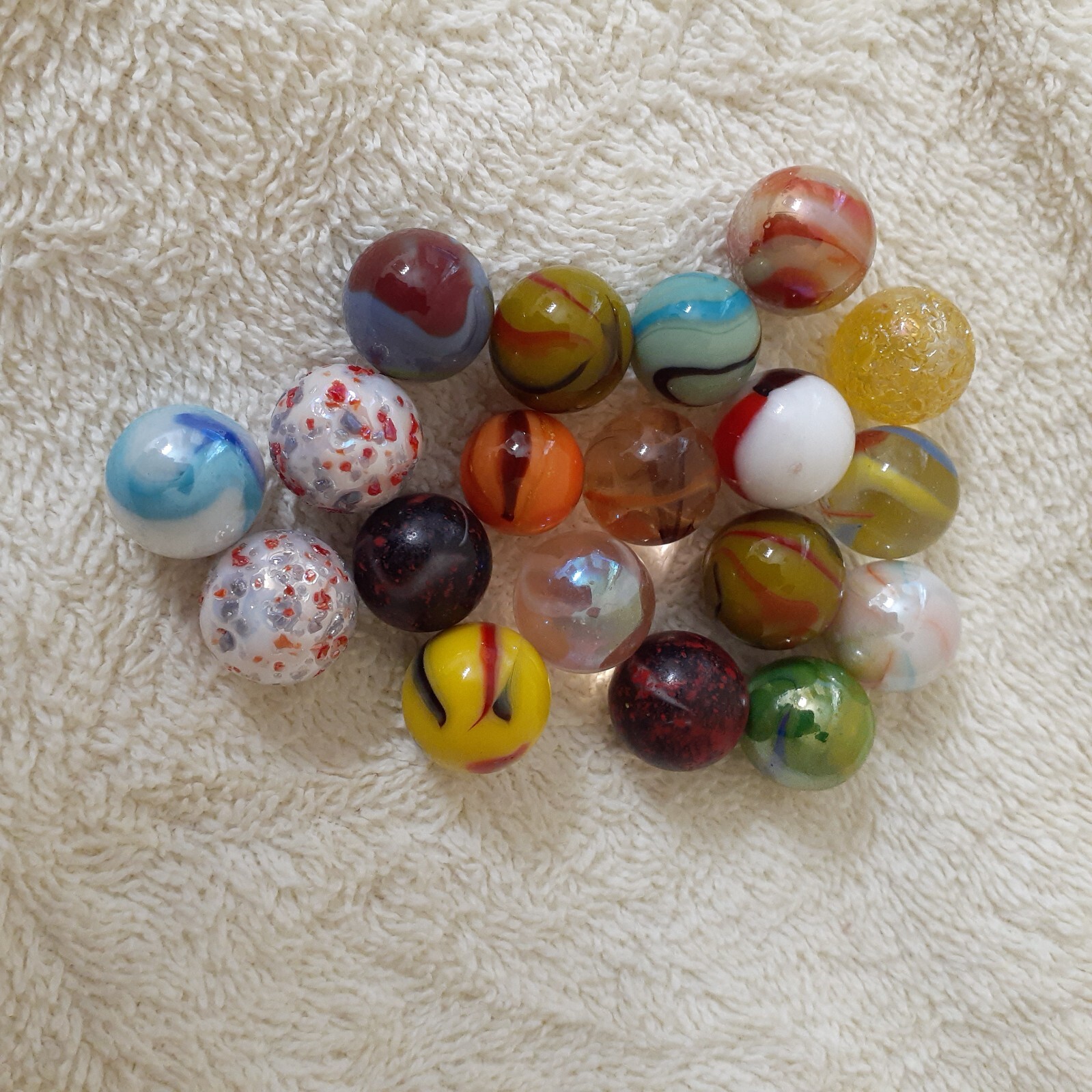 Vintage Glass Marbles Lot Bag Pouch