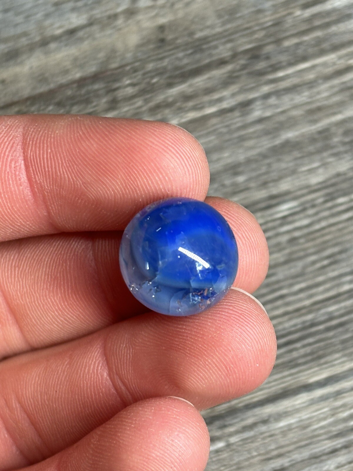 Vintage Akro Agate Peltier Christensen Glass Swirl Marble 0.6” Blue White