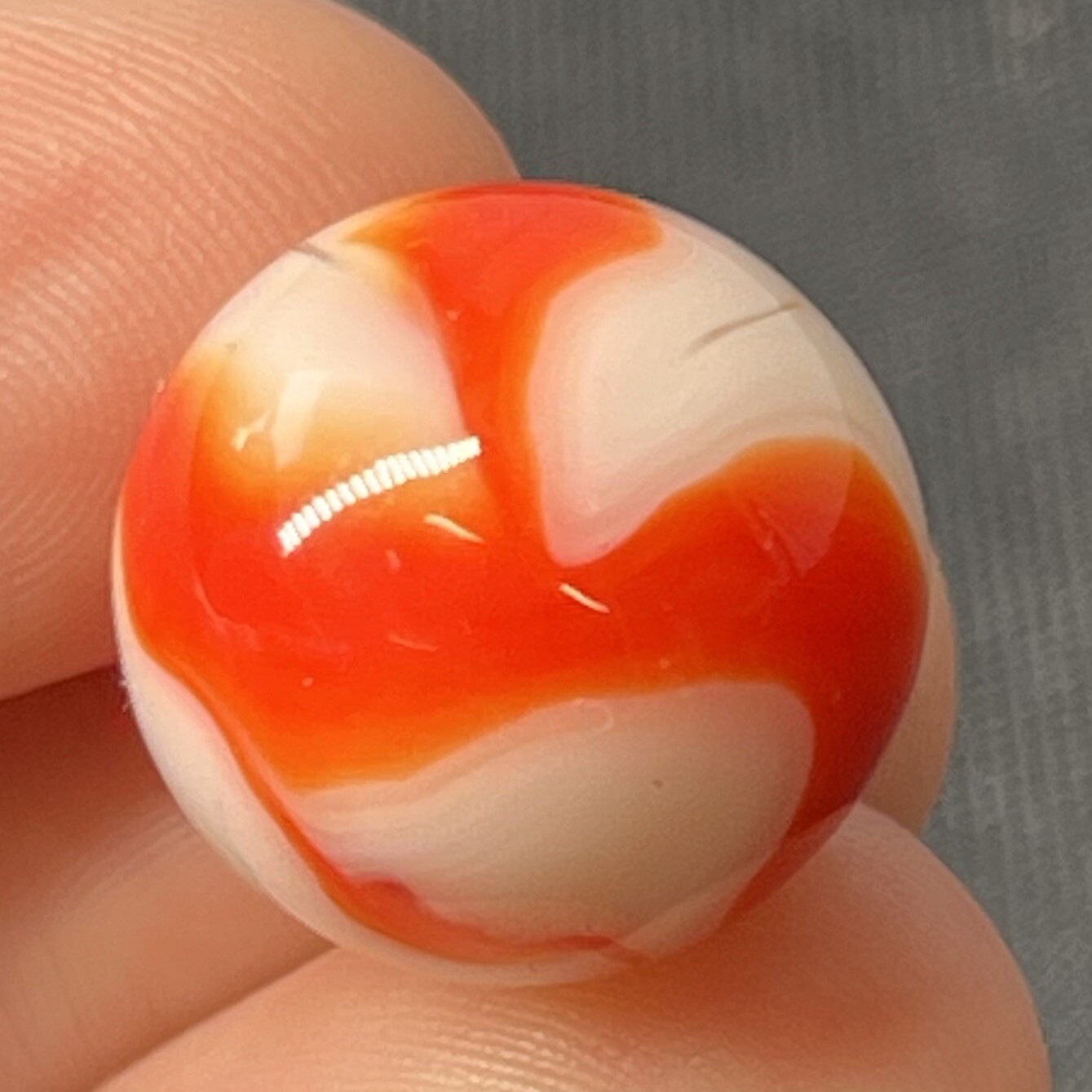 VTG Akro Agate Peltier Christensen Glass Swirl Marble 0.6” Creamy Orange