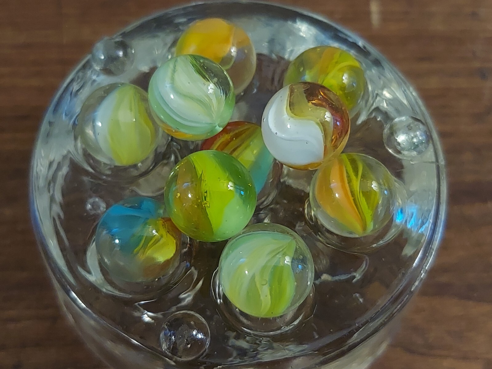 Lot 10 VTG UV Reactive Marbles Cadmium Uranium Cats Eye SMALL SIZE Unique!