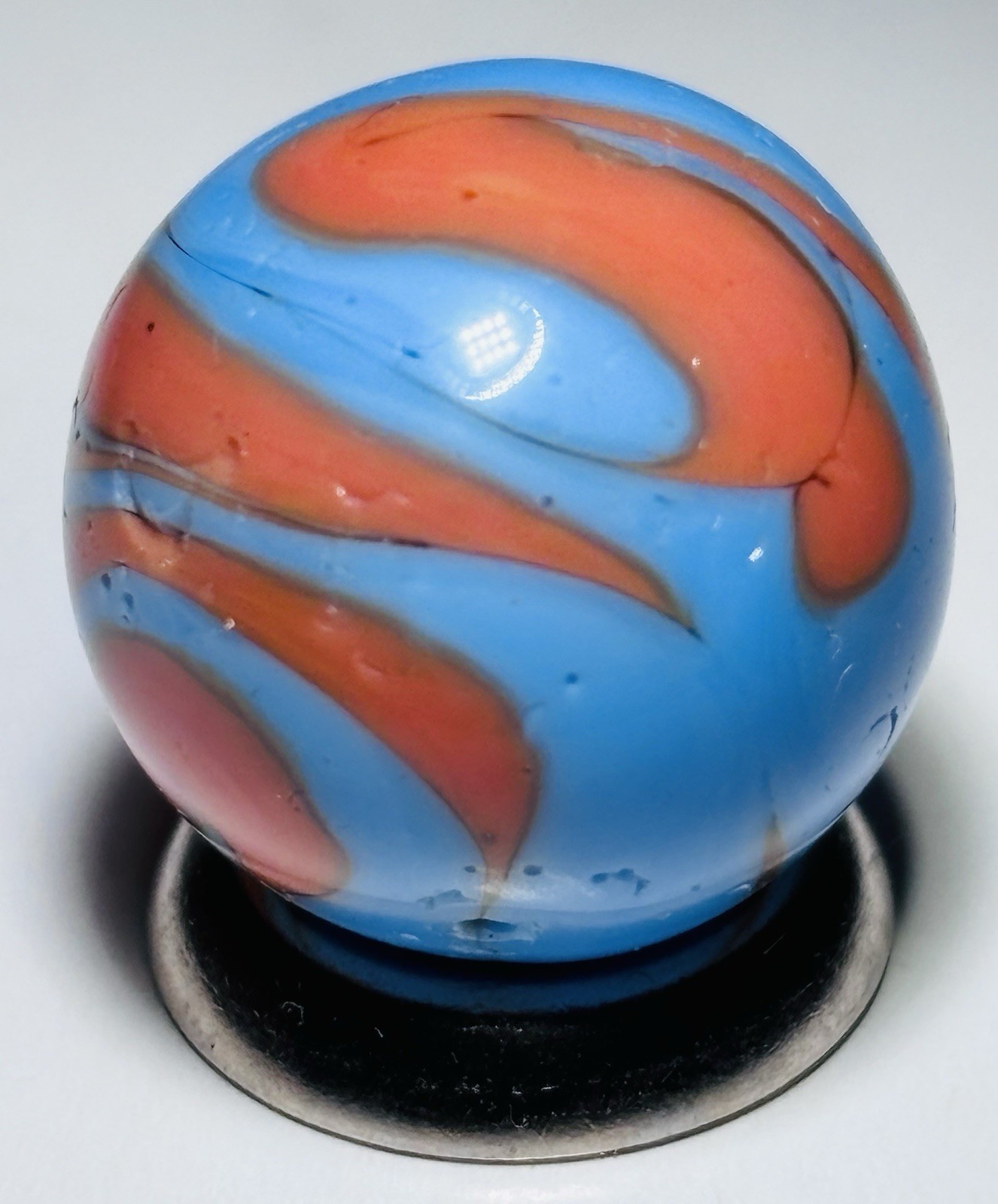Christensen Agate Co Two Color Flame Swirl Marble.67” In Near Mint- Condition