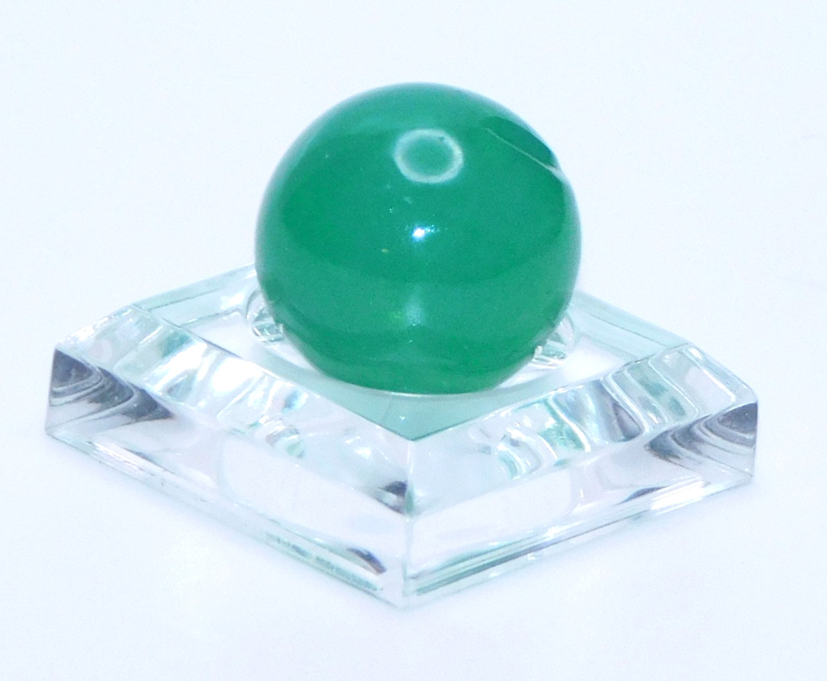 Vintage Glass Marble Green Pontil Small Semi Opaque Swirl Pontil 0.56″ ❤️-52