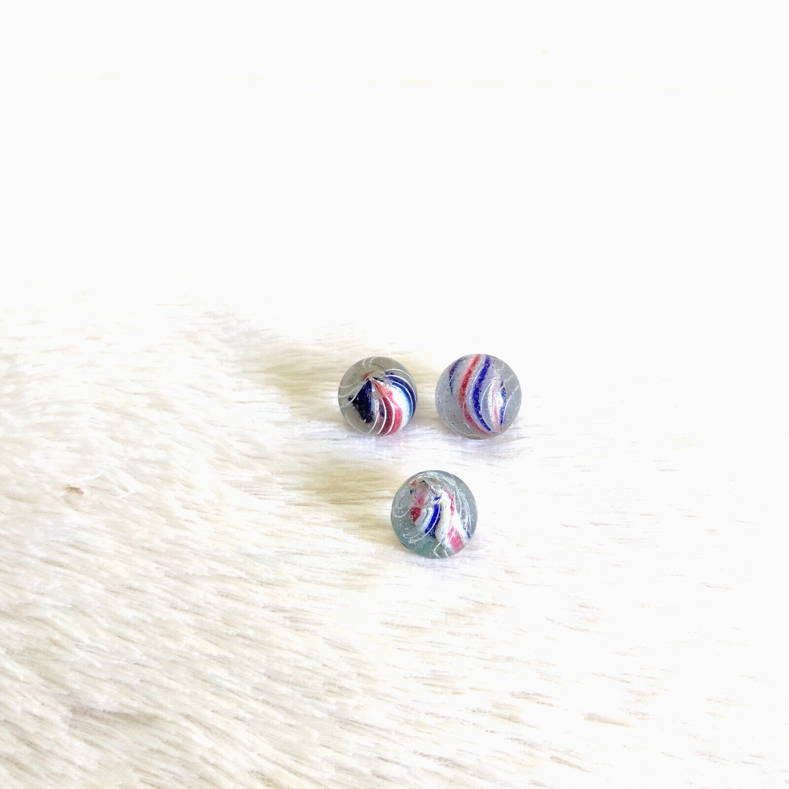 Vintage Original Handmade Solid Core Swirl Glass Marble Germany 3 Pcs G155