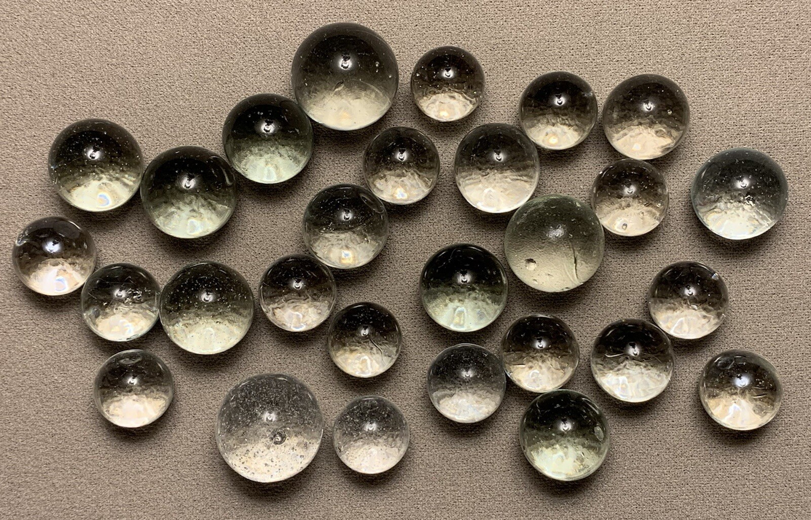 Vtg Clear Ice Glass Toy Marble 28pc Job Lot With Bubbles 0.529” 0.620” 0.761”