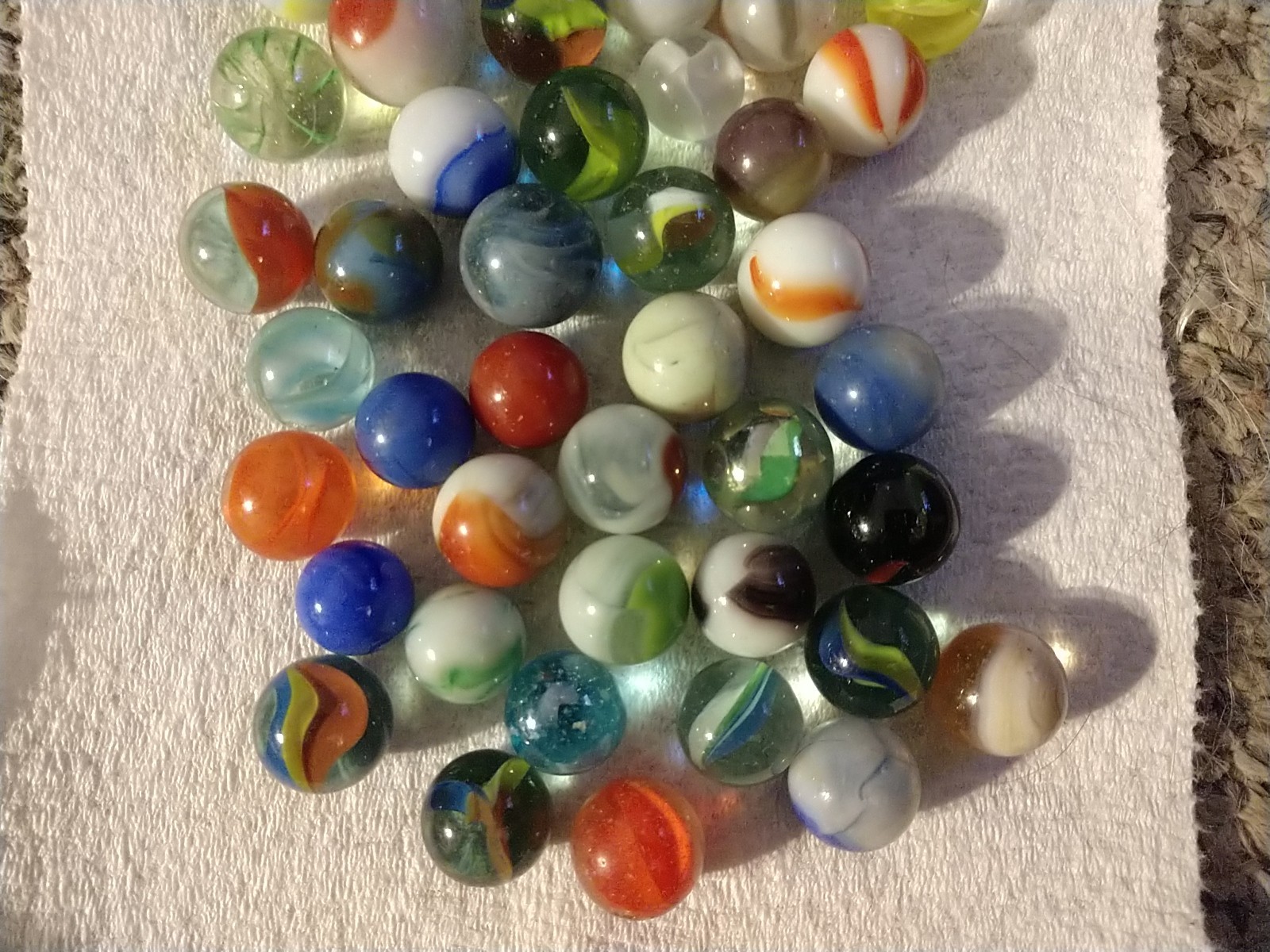 Vintage Lot of 75 Marbles Various Makers Patches Swirls Cats eye etc