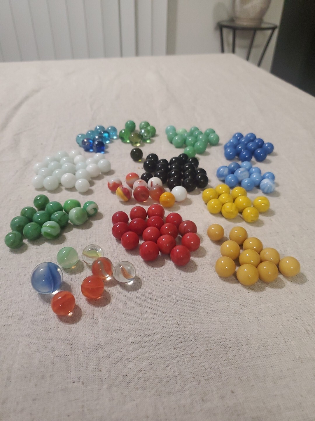 Lot of 140+ Antique Vintage Glass Marbles Swirl Blue Yellow Green Red White +