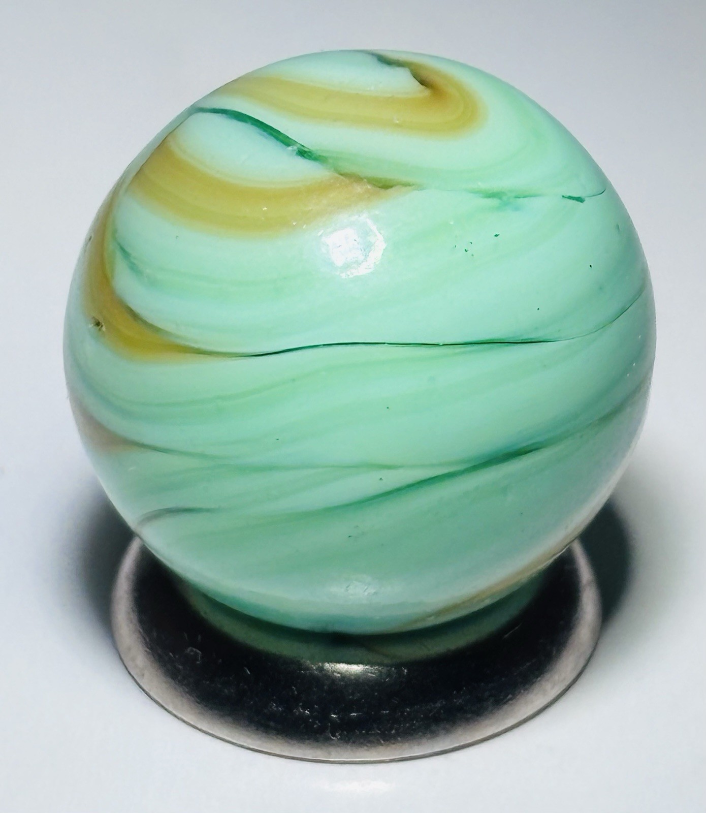 Christensen Agate Co Two Color Flame Swirl Marble.66” In Mint Condition
