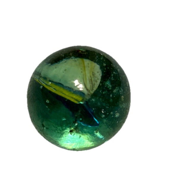 Cat’s Eye Shooter Marble – Yellow Blue White – 3 Vane 7/8 Inches