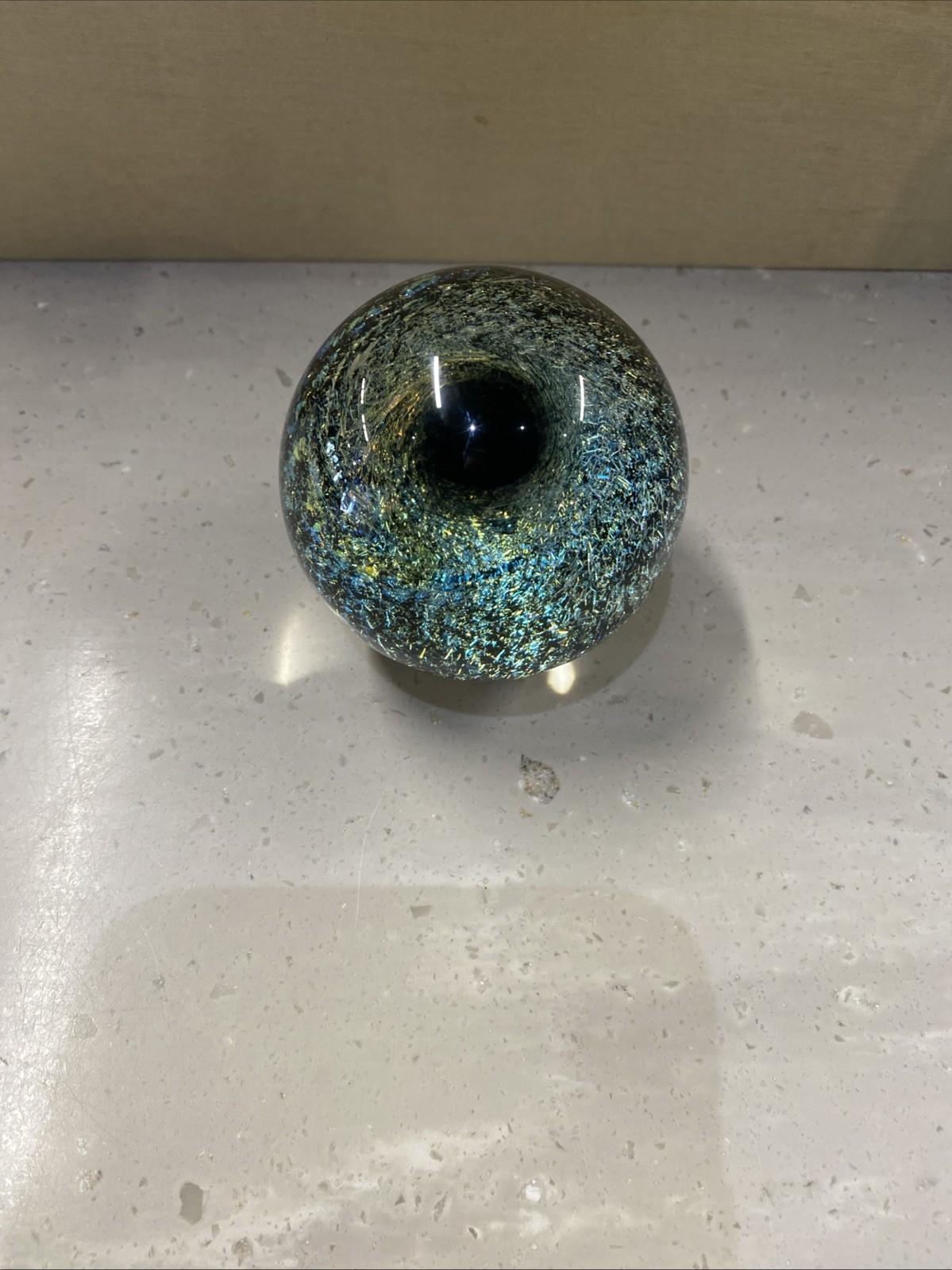 Kevin O’Grady Gold Drapes White Borosilicate Glass Marble Vortex Dichroic 2″ NEW