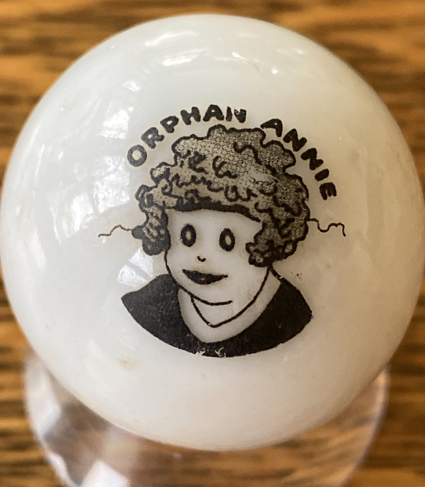 VTG Anitique Machine Made Picture Marble Shooter 1 1/8” Little Orphan Annie
