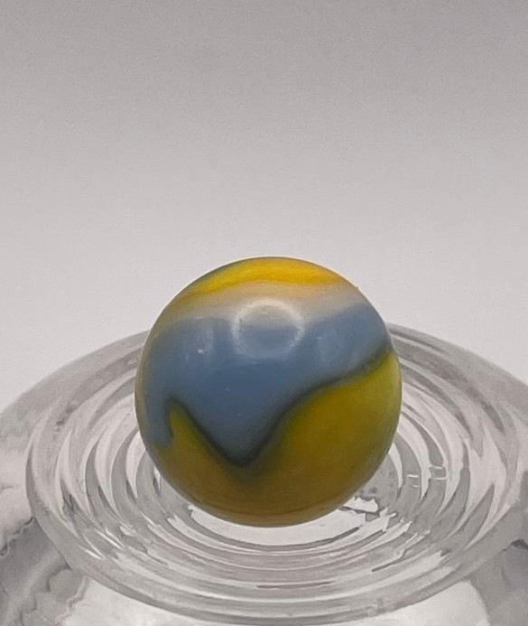 UV Reactive Selenium Glow – Vintage Blue & Yellow Swirl Marble – 5/8″
