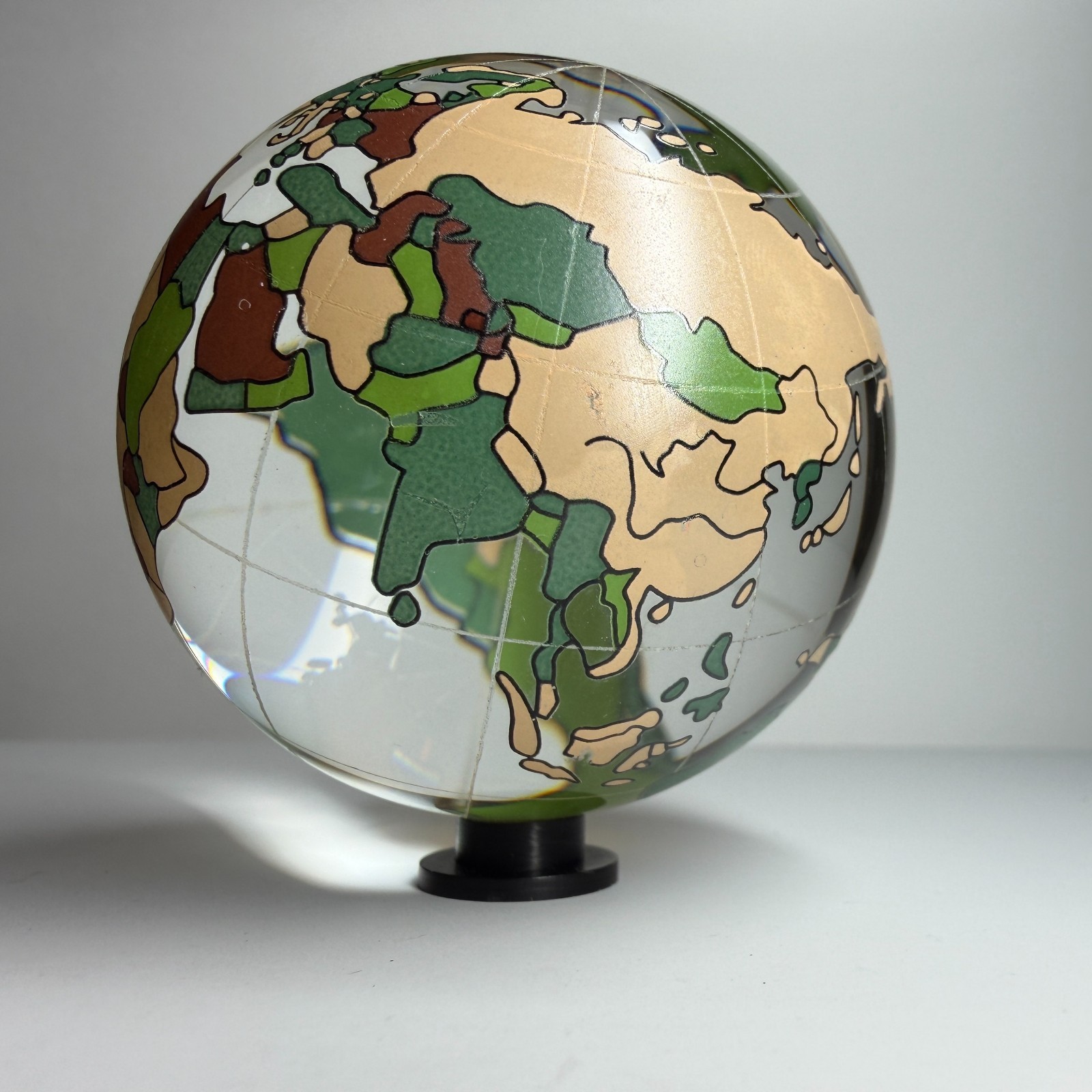 60mm Color Crystal World Map Earth Globe Marble + Stand 2.3″ Orb Sphere