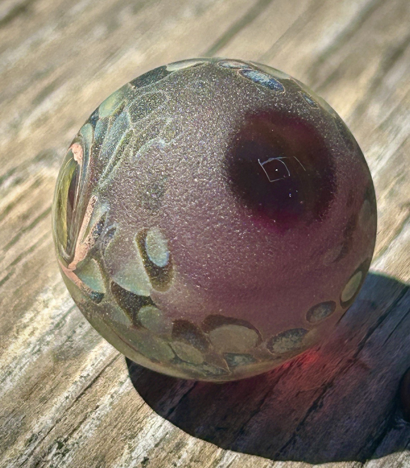 Hand Blown Sand Blasted Frosted Marble Boro Glass Art portal windows planet