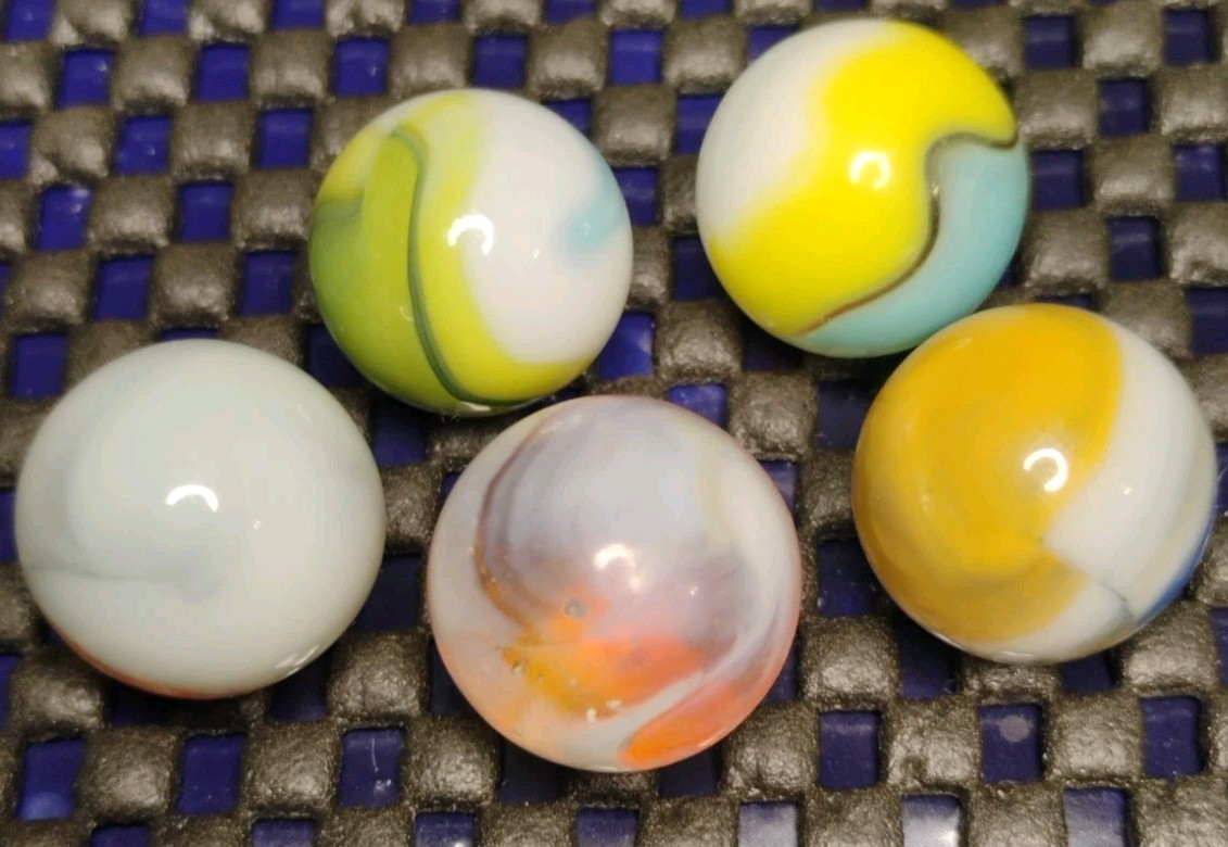 .65″-.60″ VINTAGE VITRO MARBLES LOT OF 5🔥GLASS COLLECTOR TOYS