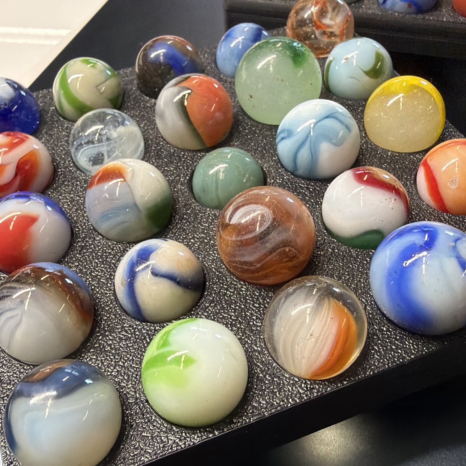Vintage Glass Marbles Christensen Agate Vitro Akro Patch, King Tri (70 Marbles)
