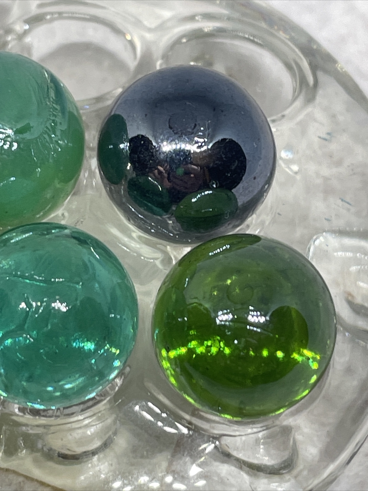 Marble Lot of 7 Vintage Glass Marbles Clear Glass Colors