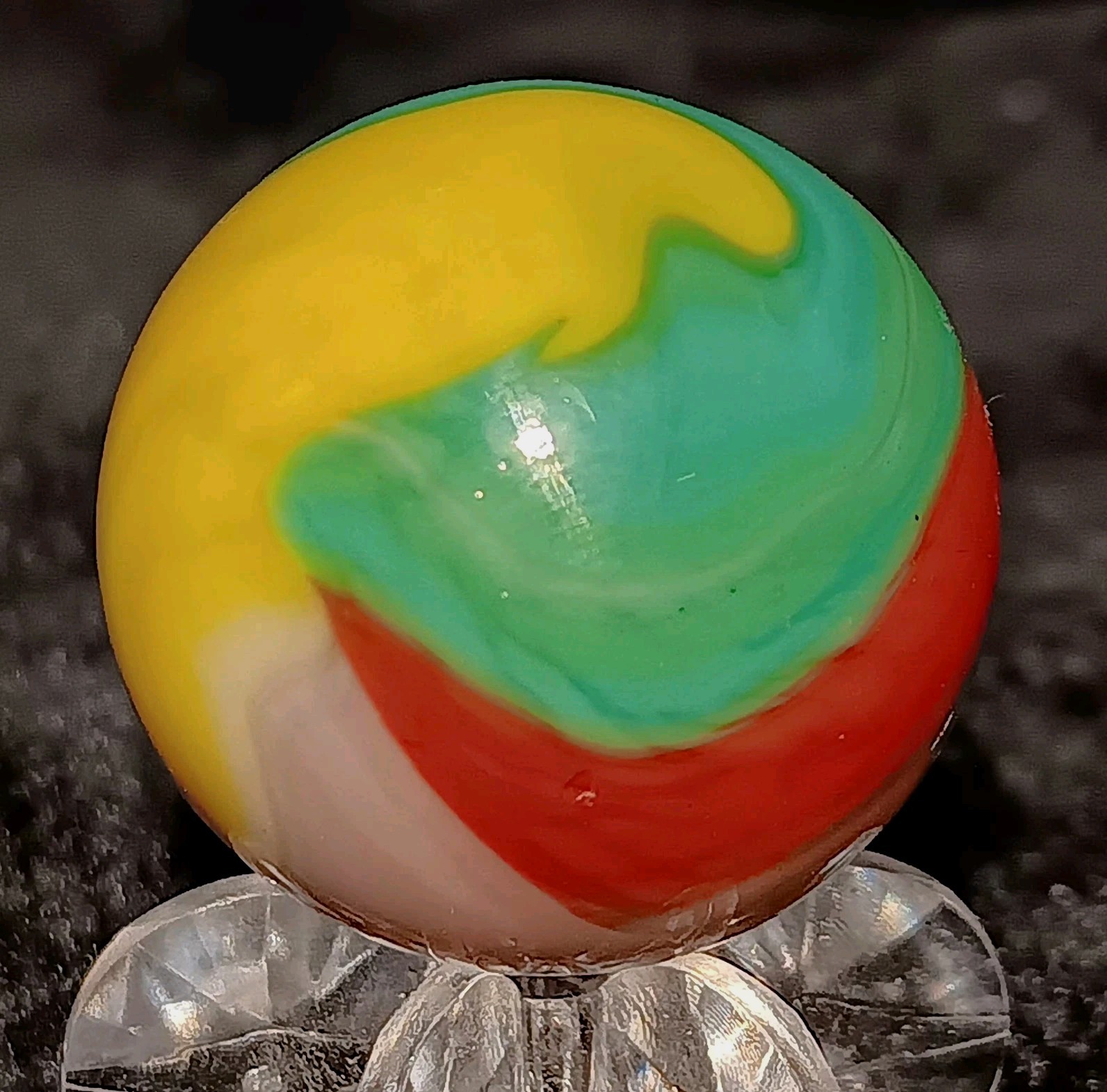 Vintage Vitro Agate Parrot Marble. .90″ Mint. 5 Colors with Aventurine. VHTF