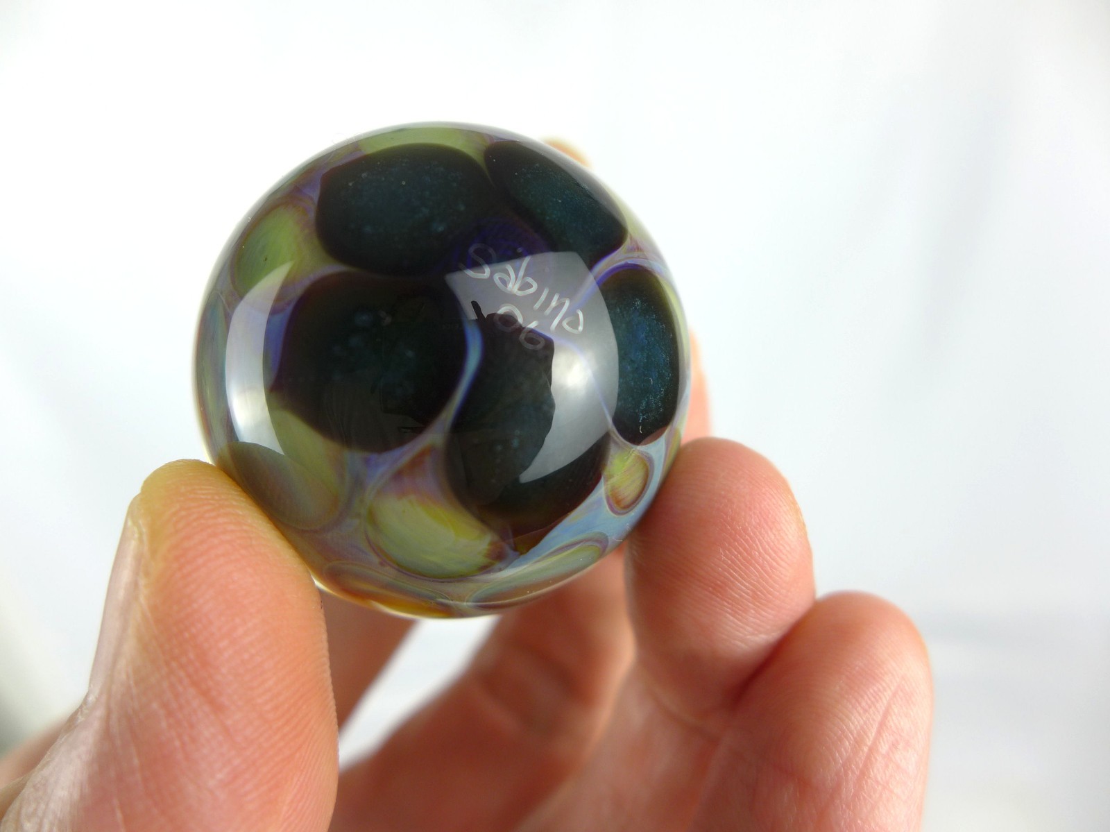 Vintage Sabina Boehm Butterfly Art Glass Marble 1.55″ 2006