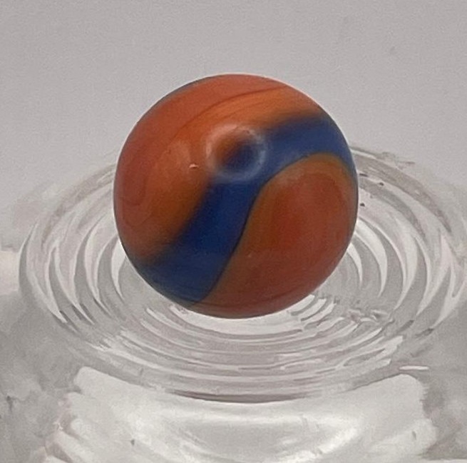 Rare UV Cadmium Glow – Vivid Orange & Blue Spiral Glass Marble – 5/8″