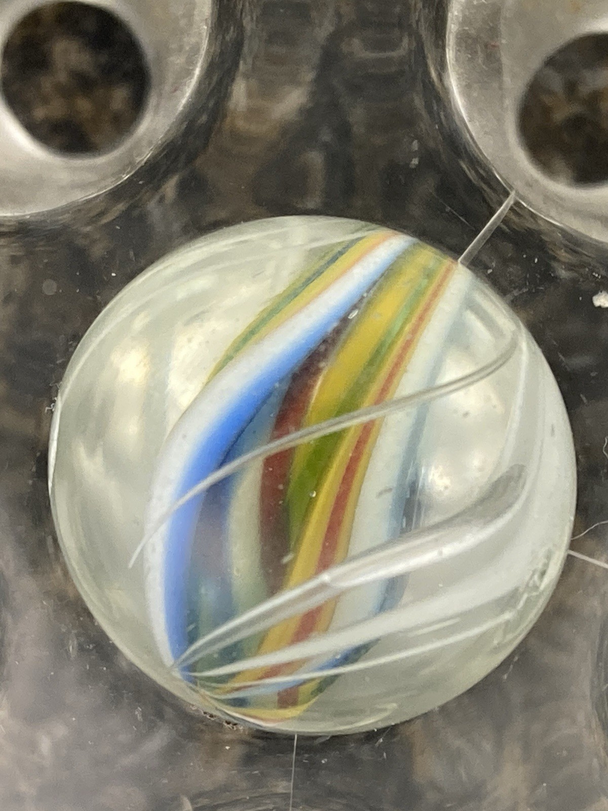Antique Handmade German Swirl Glass Marble .70” M120 Polished