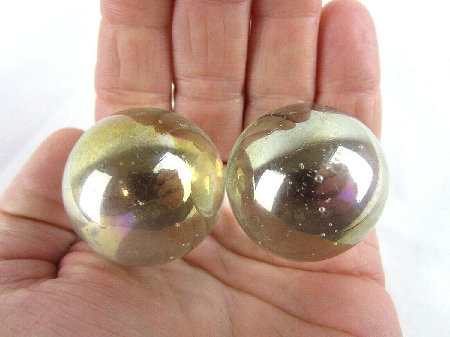 2 BOULDERS 35mm SOAP BUBBLE Marbles Iridescent Clear Large Shooter