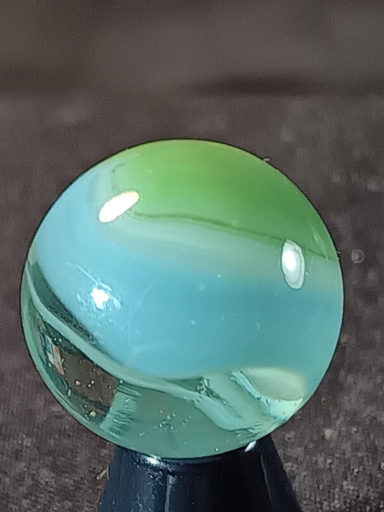 5/8″ Vitro Willow Green Robin’s Egg Patch Ribbon Wispy White NM Marble A978
