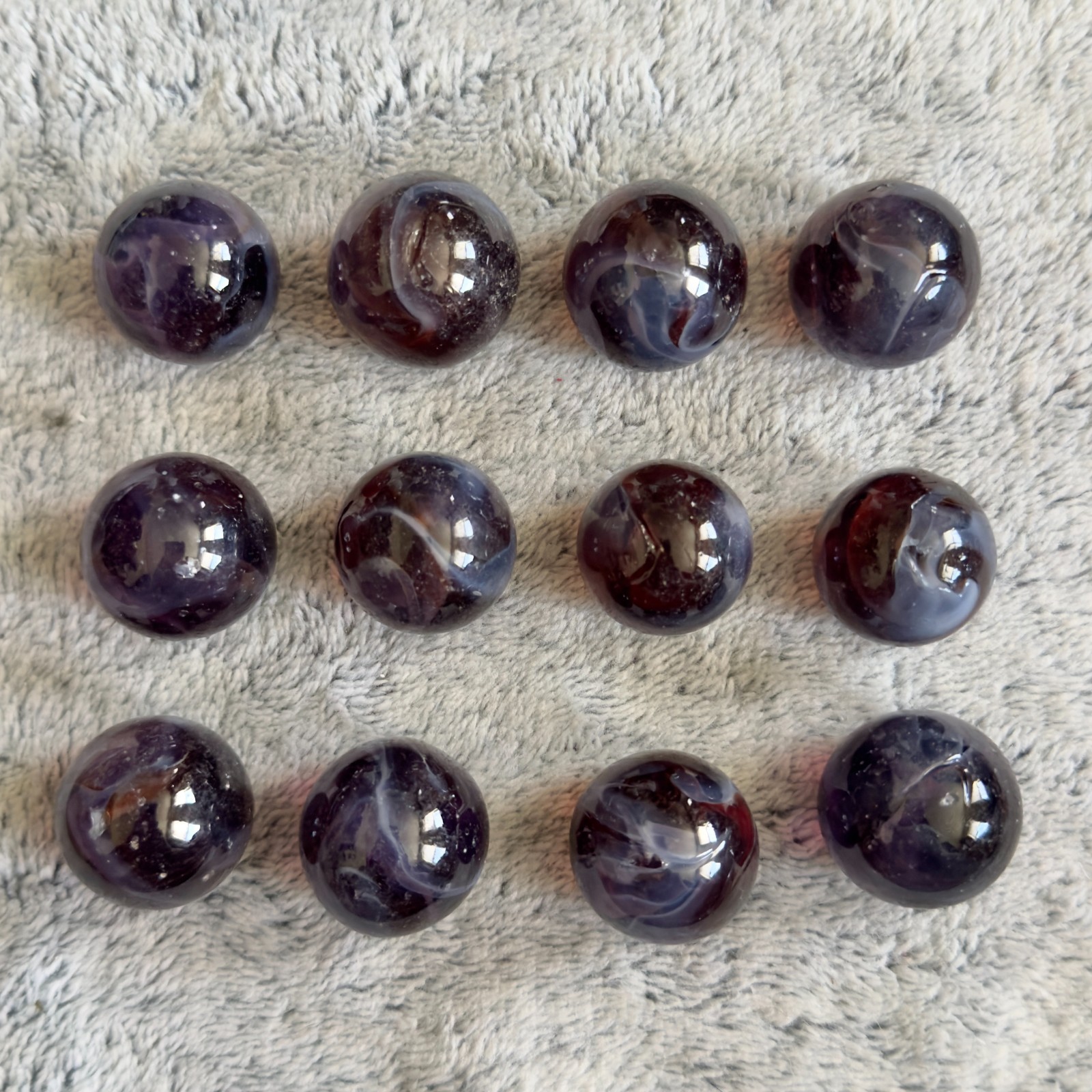 Multicolor Glass Swirl Shooter Marble Lot Of 12 #14 Damaged Brown Blue Purple
