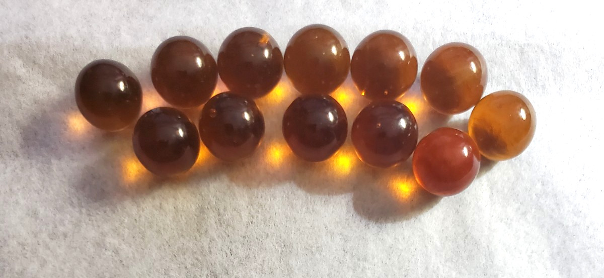 VNTG 12 Amber Colored Marbles W16 L14