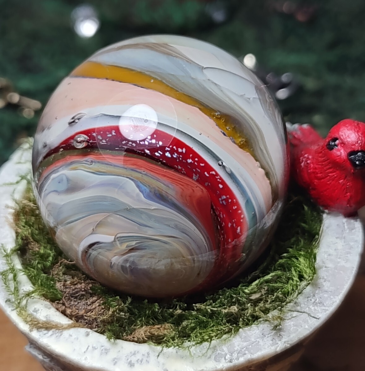 1.31″ LG Multi-Color SPIRAL✨🐚 Swirl Contemporary Studio Art Glass Marbles READ