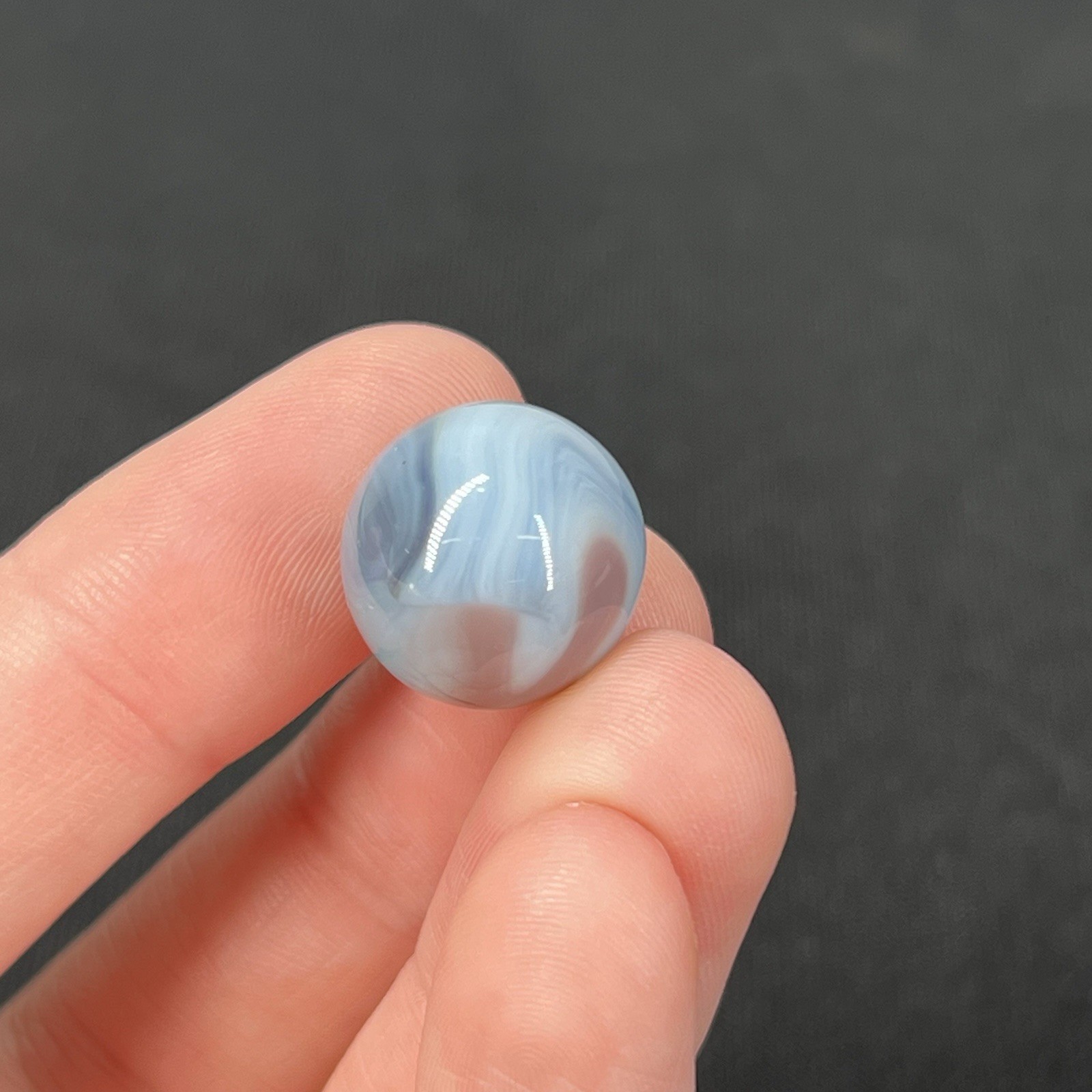 Old Vintage Glass Marble Christensen Akro Peltier Vitro .6” Cloudy Dusty Blue