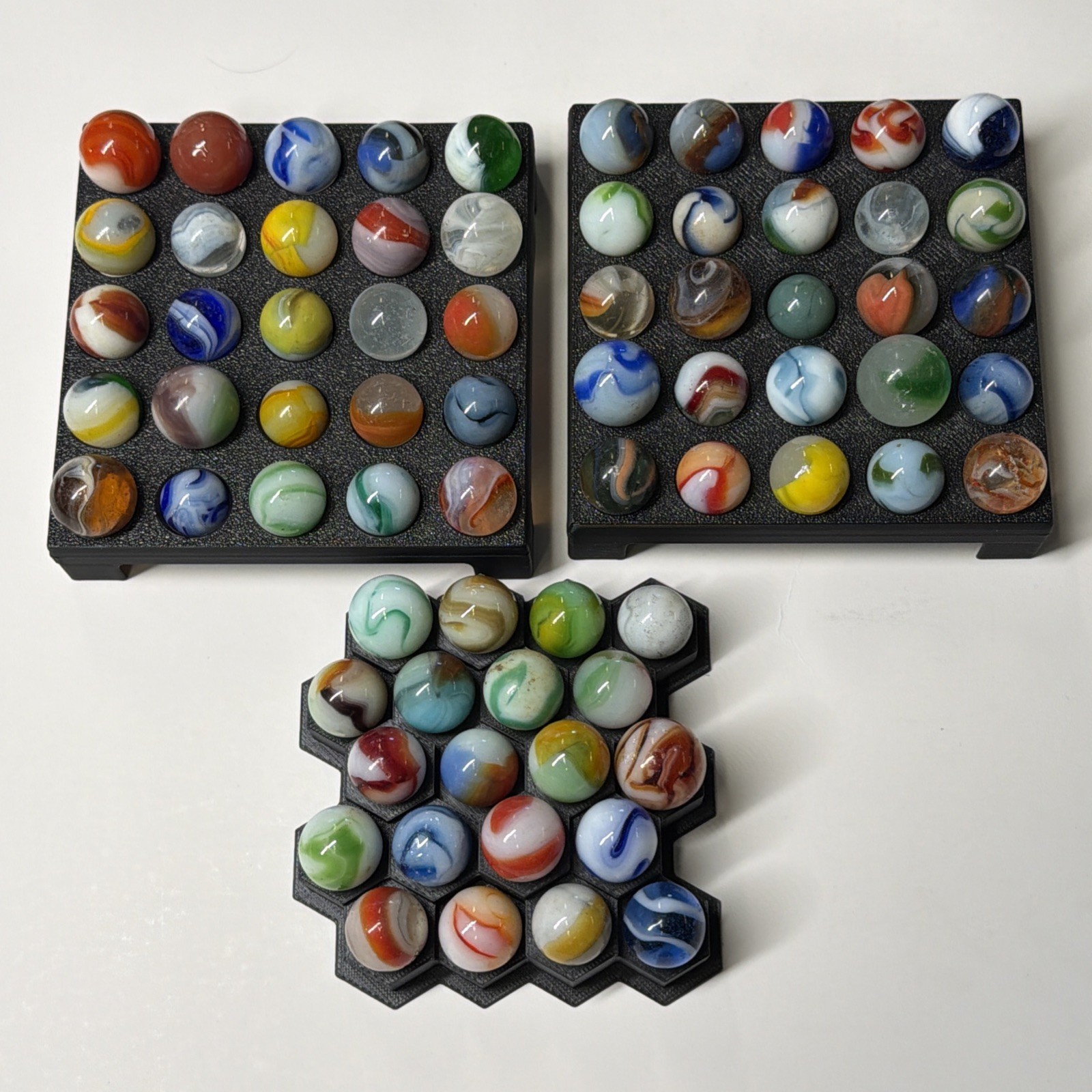 Vintage Glass Marbles Christensen Agate Vitro Akro Patch, King Tri (70 Marbles)