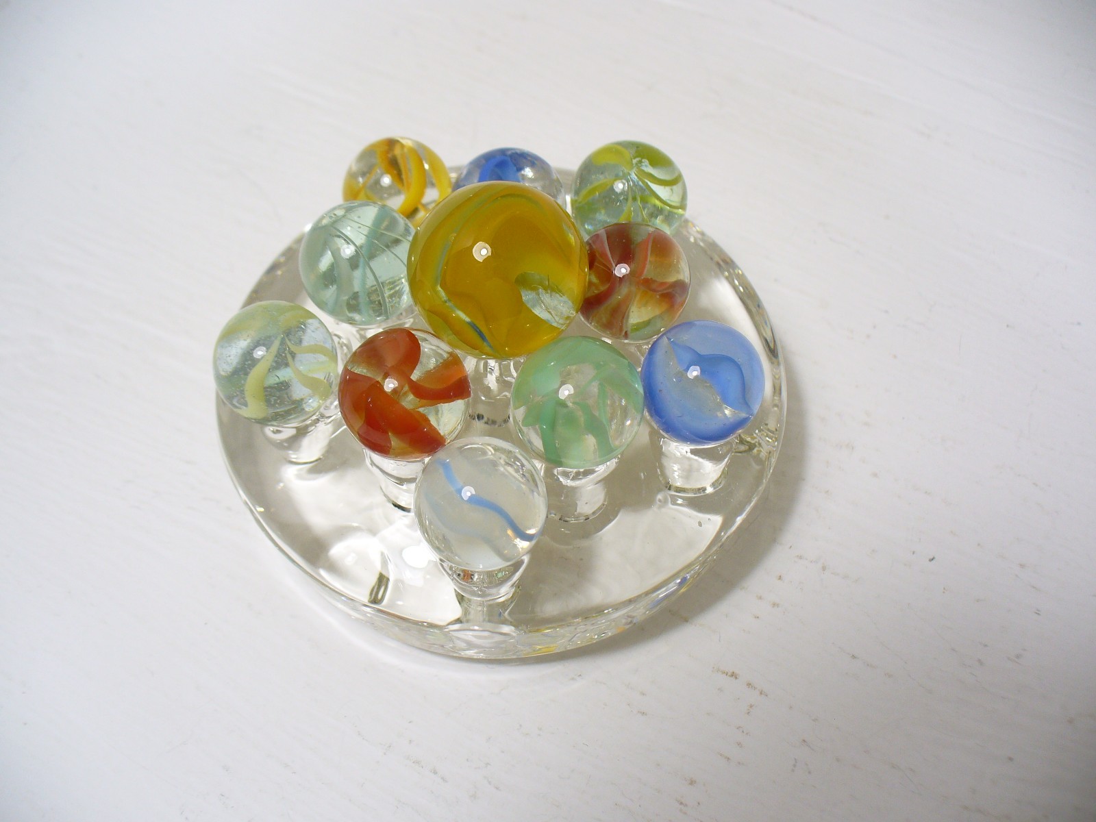 #970 Vintage Vitro Agate Cats Eye Marbles 11 pcs. 1 shooter and 10 regular