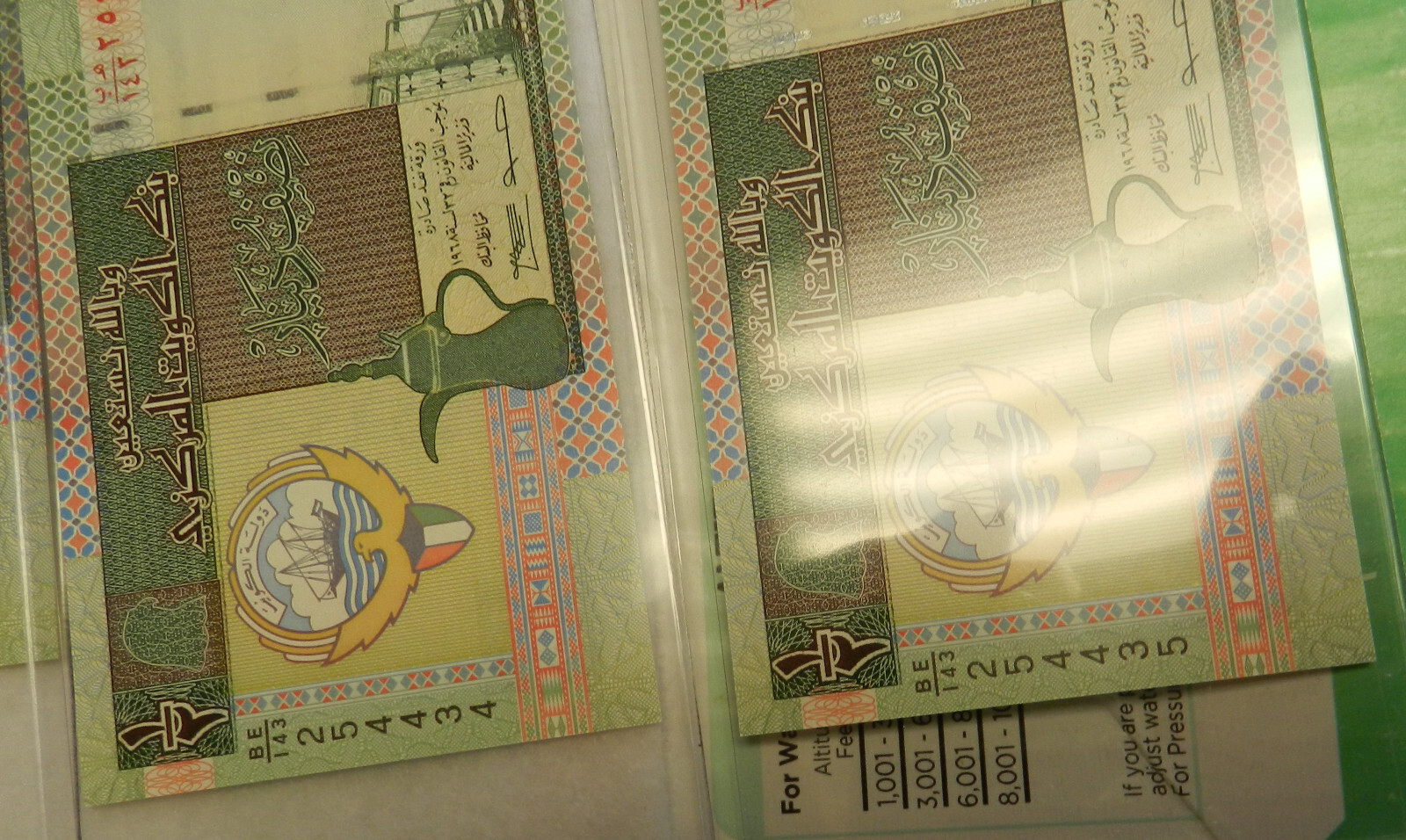 Marble Money 5 Sequential Serial Number Uncirculated Kuwait Half Dinar Notes
