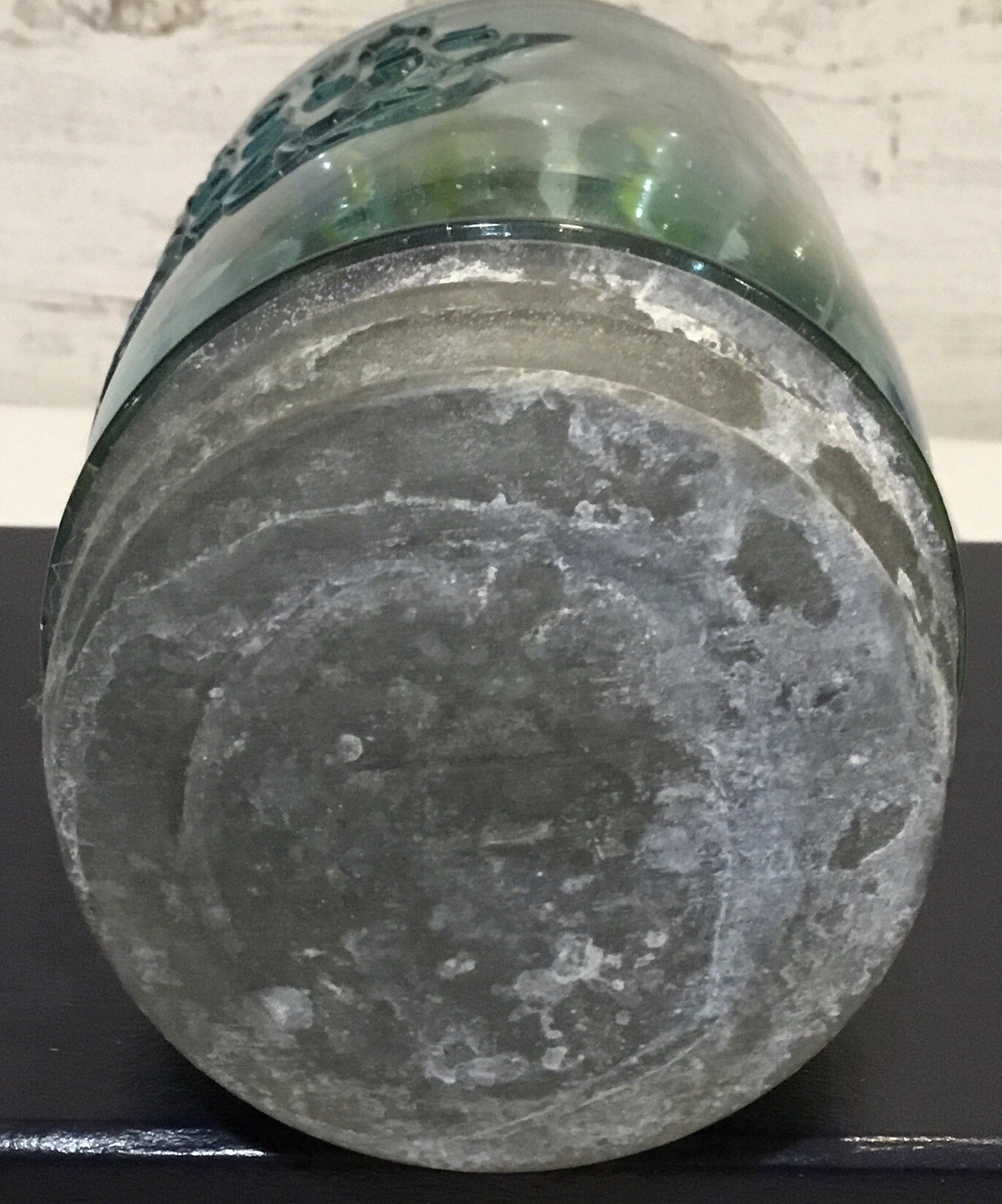 Antique Ball Perfect Mason jar, zinc lid, filled with assorted vintage marbles.