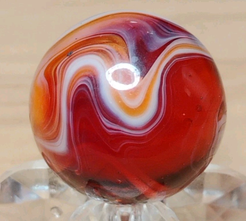 .67″ AVENTURINE💥 CHRISTENSEN/PELTIER MARBLES -ORANGE SLAG NM+ EXTREMELY RARE