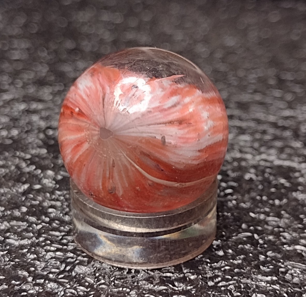 .70″ ✨☁️ SILVER MICA EOD Shrunken OnionSkin Swirl Antique Glass German Marbles
