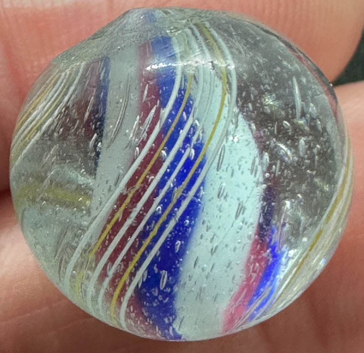 SOLID CORE SWIRL MARBLE .68″ HANDMADE ANTIQUE old toy GERMAN 17.5 mm M