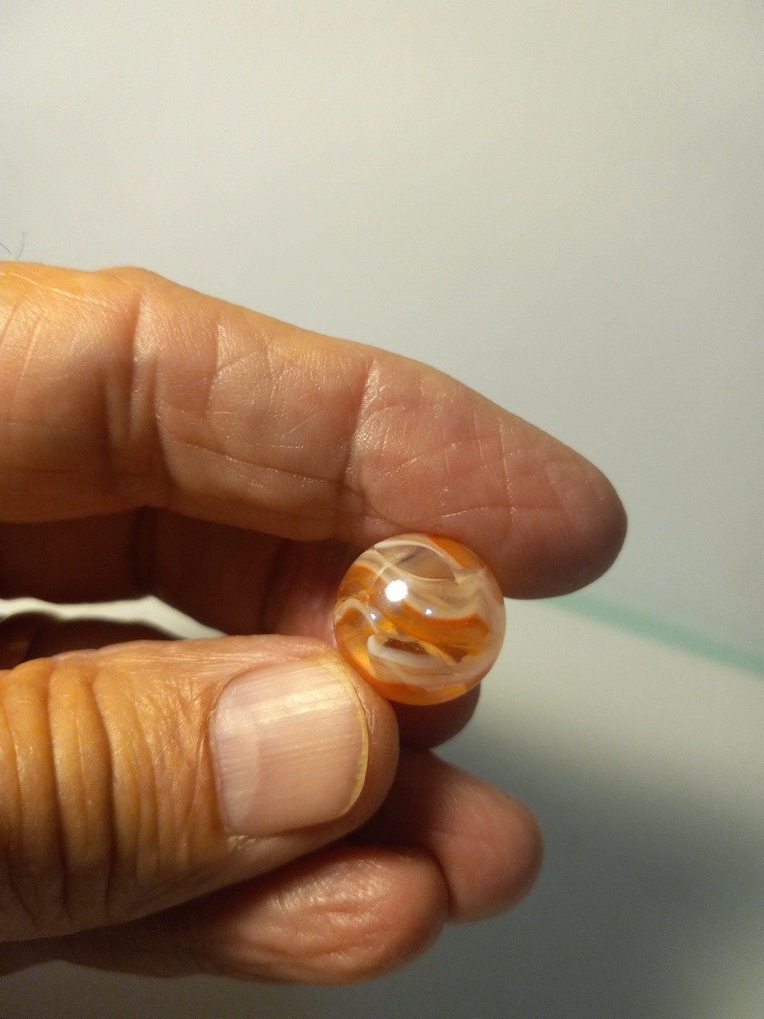 Vintage Akro Agate Peltier Christensen Glass Orange Swirl Marble 13/16 “
