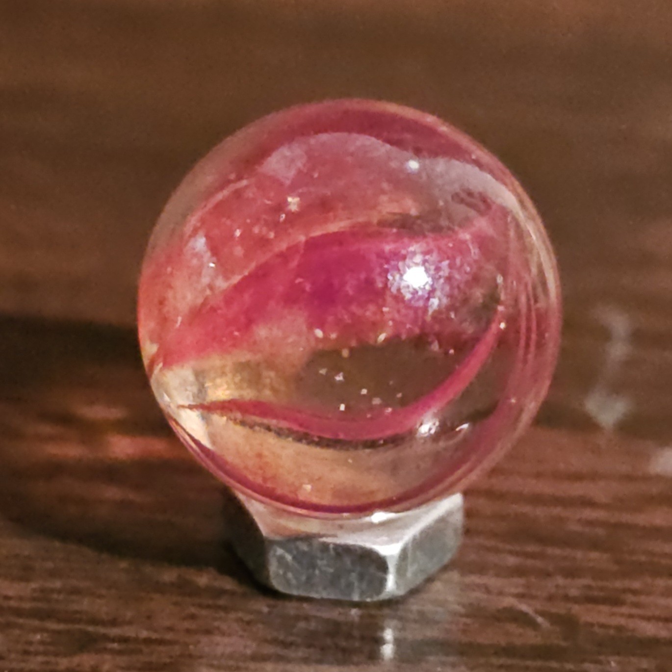 Vintage Vacor Red Spaghetti Ribbon .625″ Glass Marble