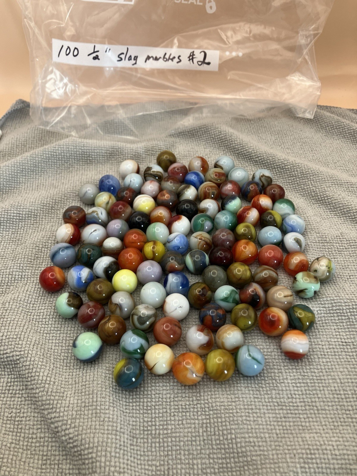 Vintage & Modern Marbles Slag Agate 1/2” Lot Of 100 Each EUC!