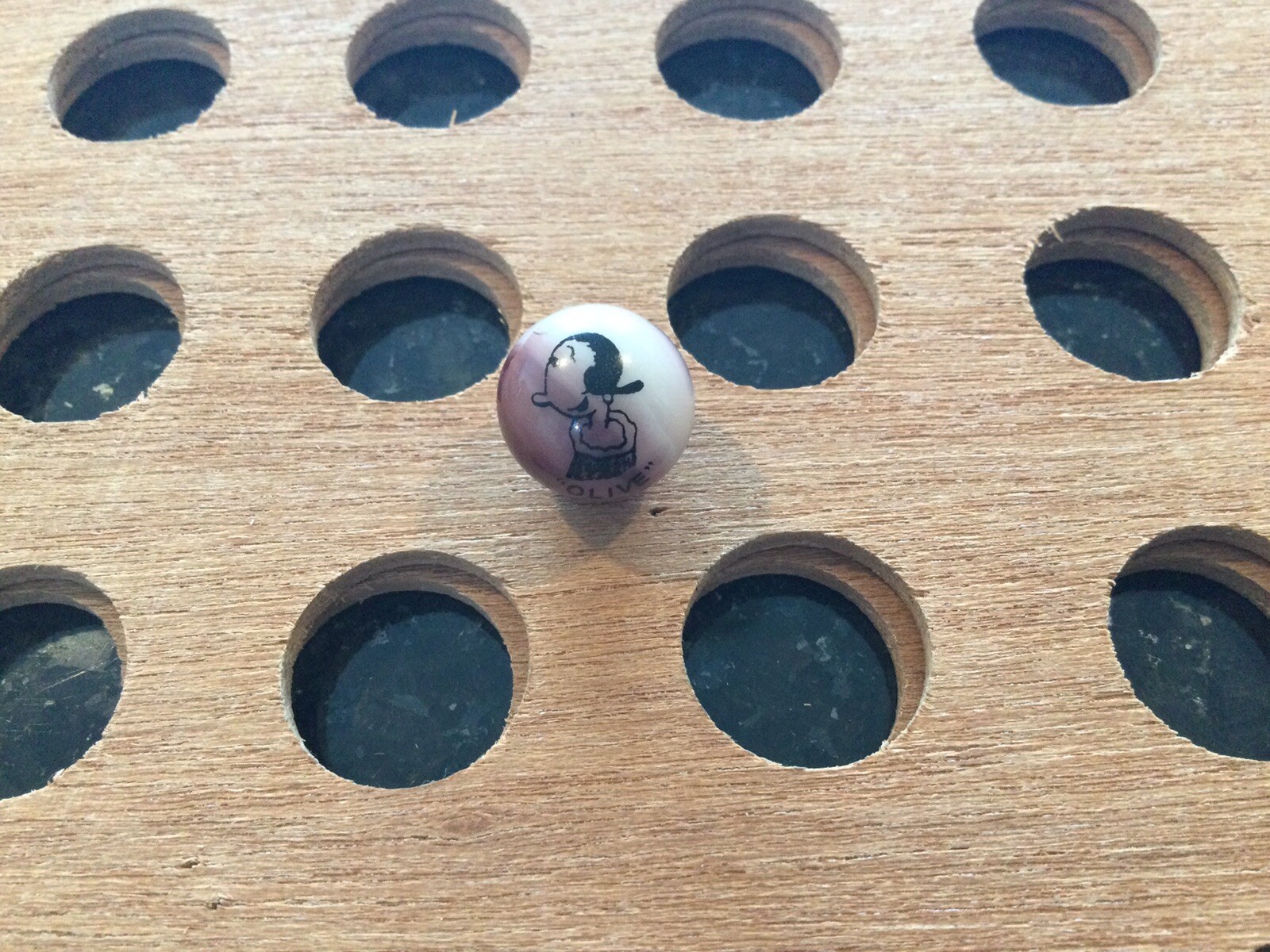 Vintage | Popeye’s “OLIVE” Oyl | Purple & White Swirl Marble
